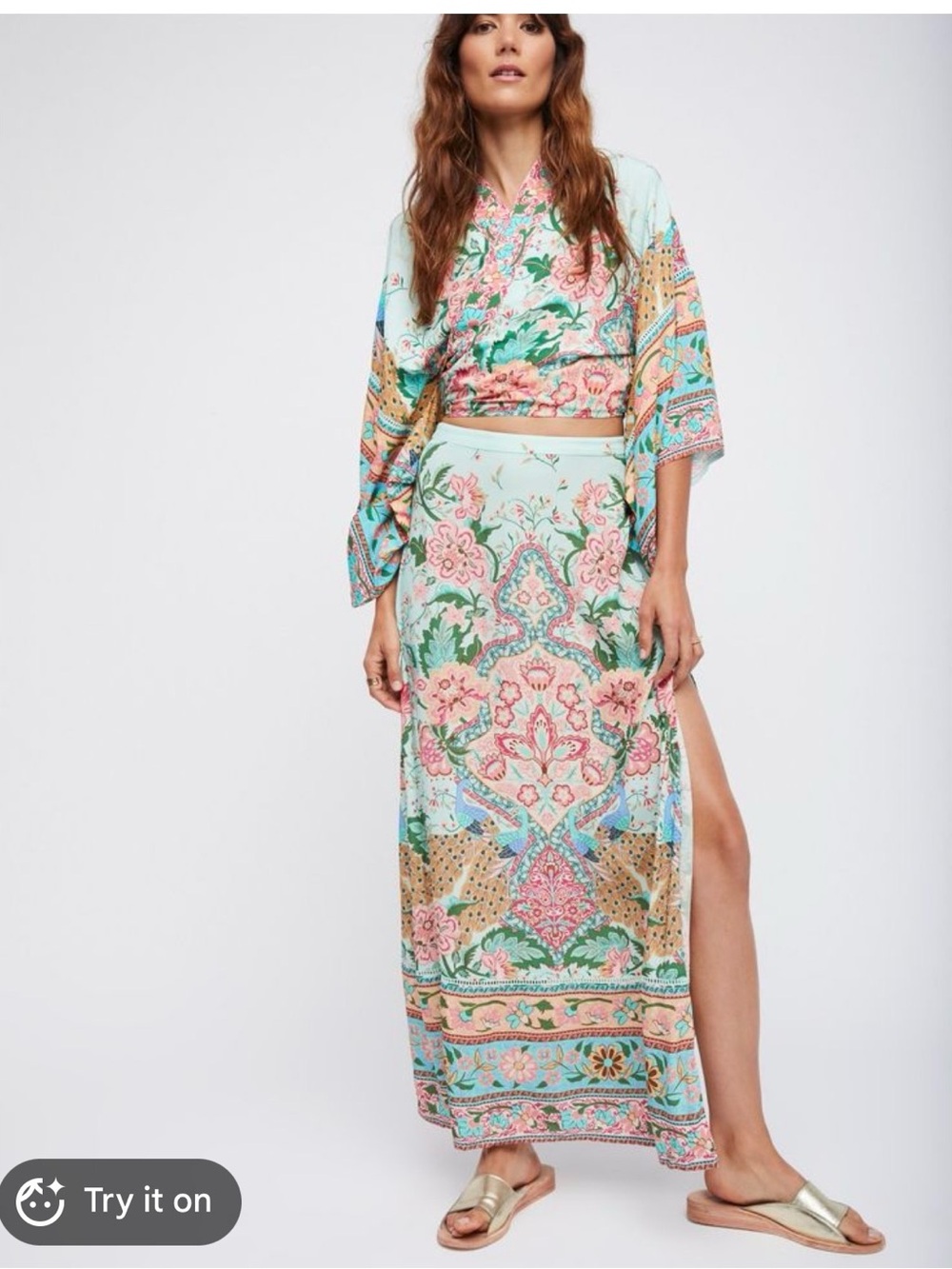 Spell Lotus Maxi Skirt Peacock
